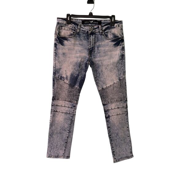 Xray Men's 30x30 Slim fit Lite Blue Jeans Mid Rise Distressed Jeans Street Wear - Picture 1 of 4